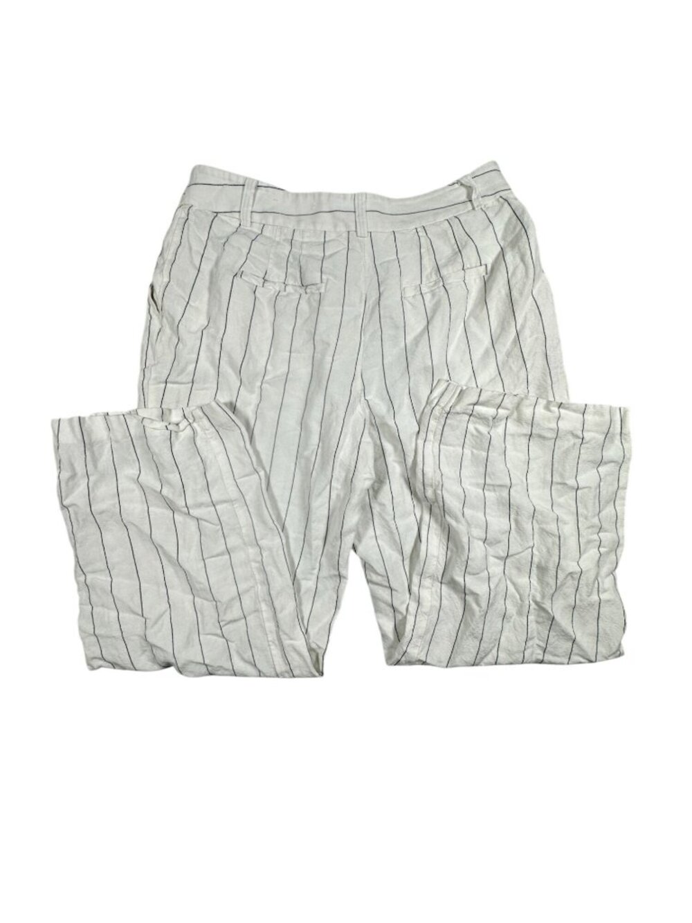 Loft Womens High-Rise Striped Wide-Leg Trousers 10 White Gray Linen Casual Offic - Picture 3 of 9